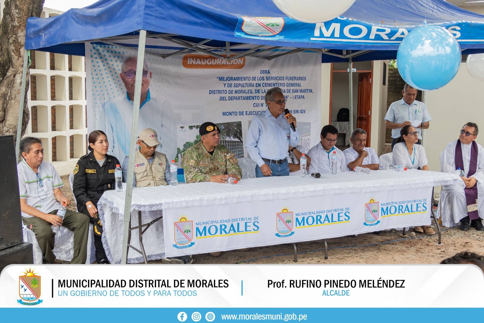ALCALDE DE MORALES RUFINO PINEDO INAUGURA 04 PABELLONES DE NICHOS EN CEMENTERIO GENERAL. 